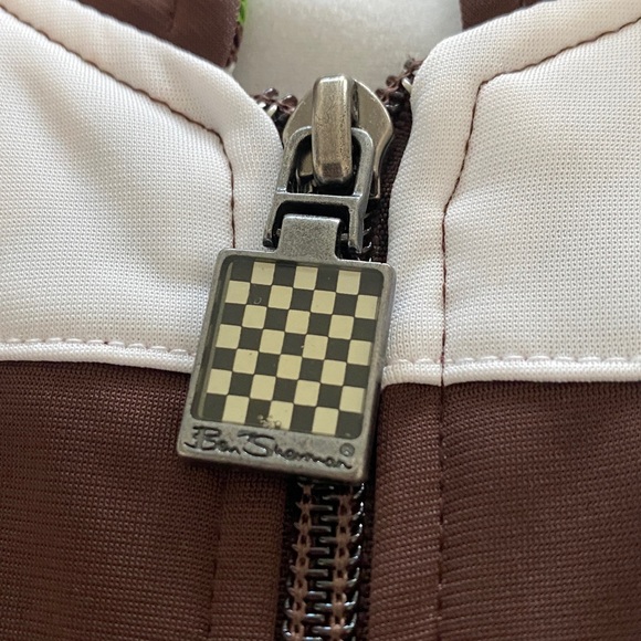 Ben Sherman men’s full zip retro track jacket brown green white stripe XL - Picture 4 of 6